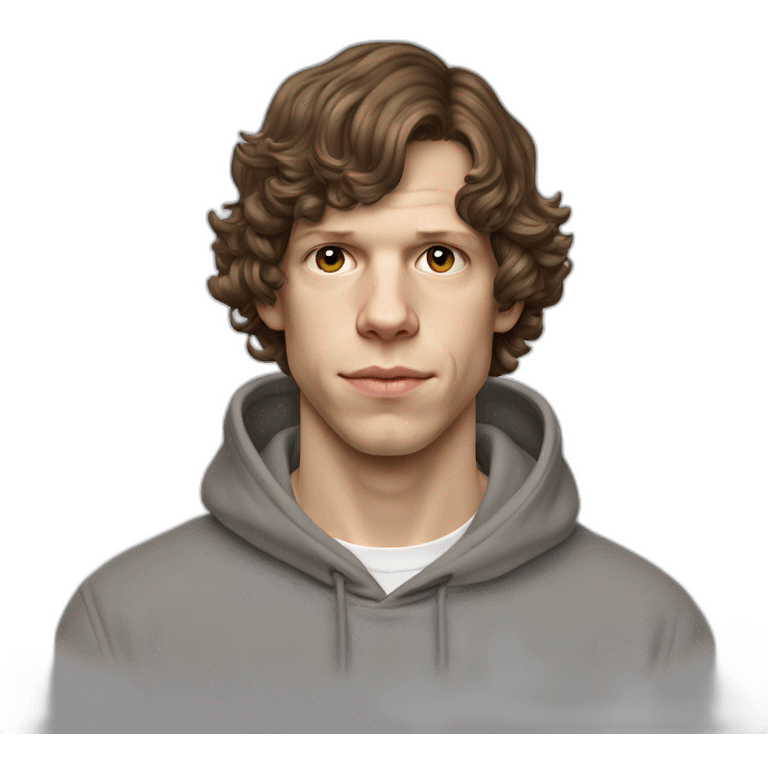 Jesse Eisenberg grey hoodie brown hair white shirt emoji