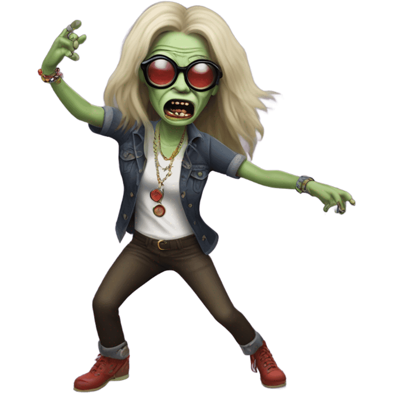  janis joplin zombie  dancing (wearing circle glasses) emoji