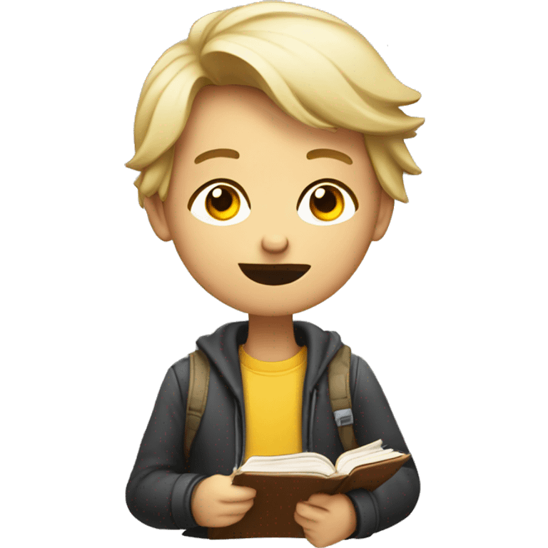 bored demotivated young student holding book emoji