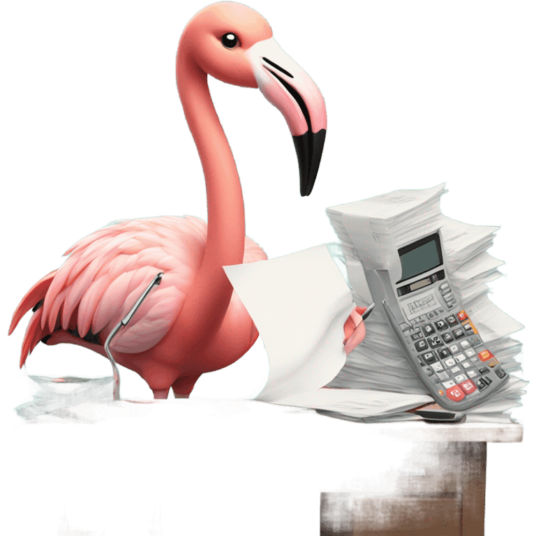 flamingo doing taxes emoji