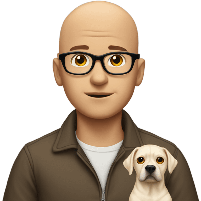 bald meme boys in glasses with dog staring at him emoji