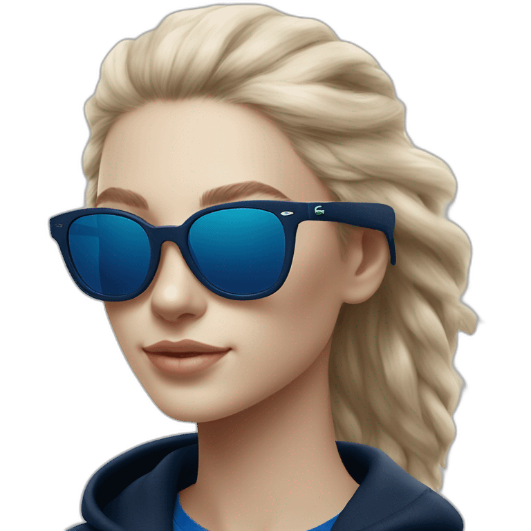 Lacoste bag girl with black lacoste hoodie e and blue oakley sportive sunglass  emoji