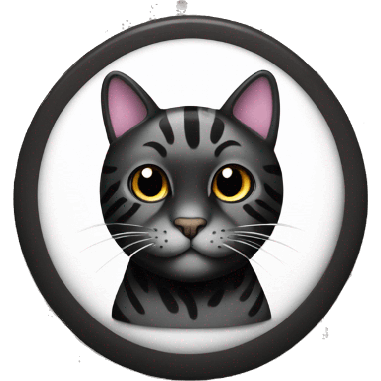 Black tiger cat with white dot on moutj emoji