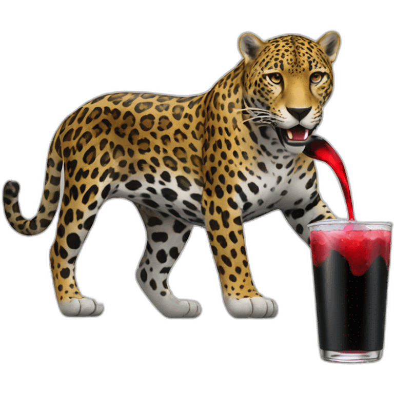 a jaguar drinking a black and red energy drink emoji