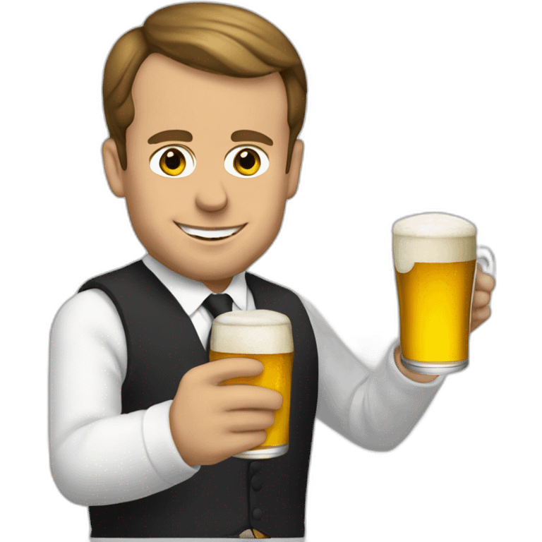 Macron with beer emoji