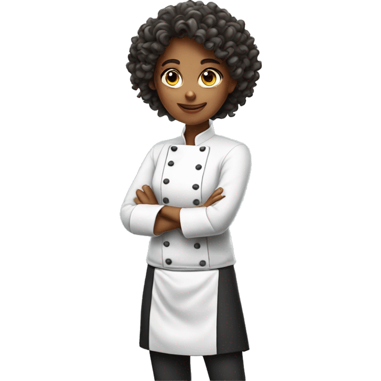 Chef girl with curly hair emoji