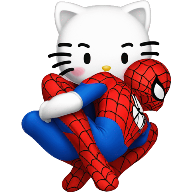 Hello Kitty hugging Spiderman emoji