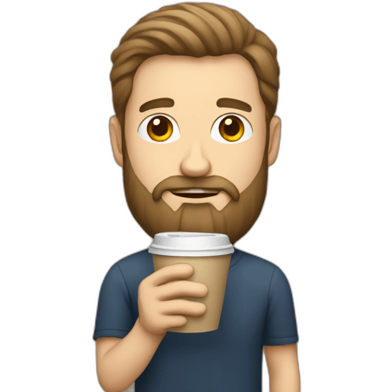 bearded white man holding a coffee cup emoji