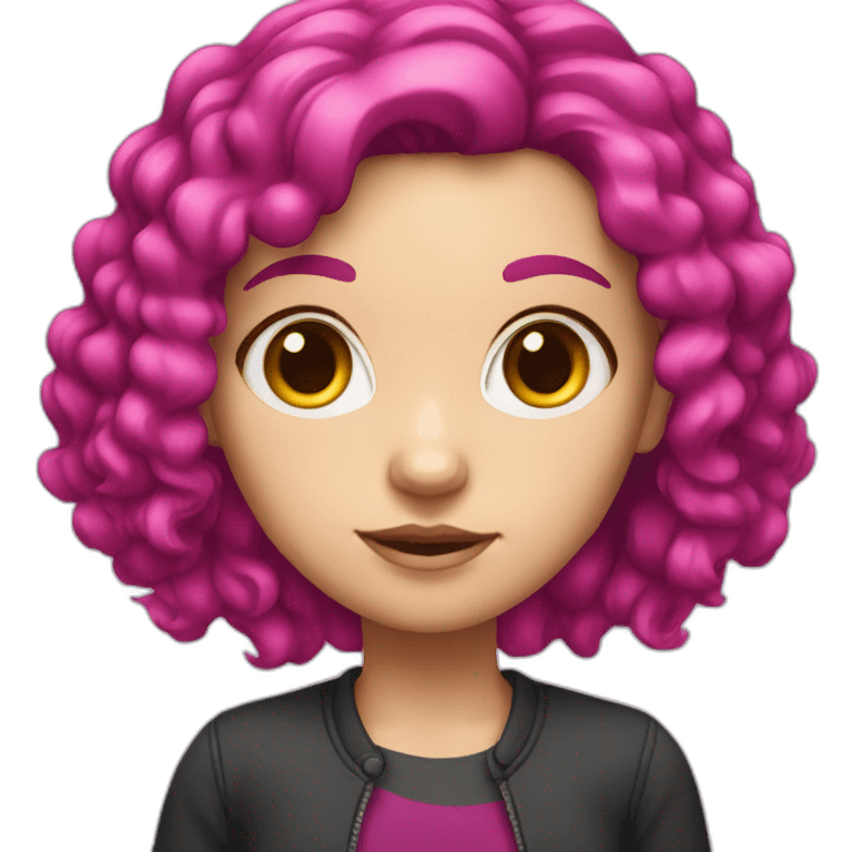 White girl with a magenta hair emoji