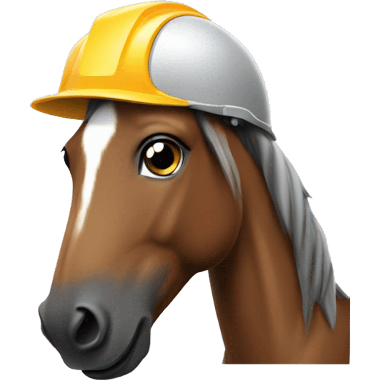 horse wearing a construction helmet emoji