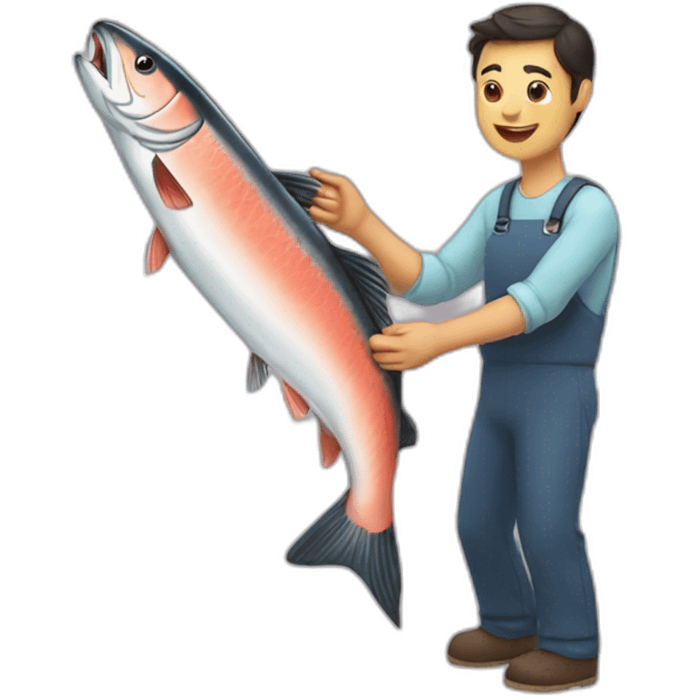 salmon being handled emoji