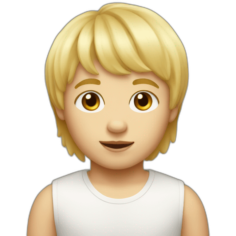 Toddler boy with short fringe and blonde mullet hairstyle emoji