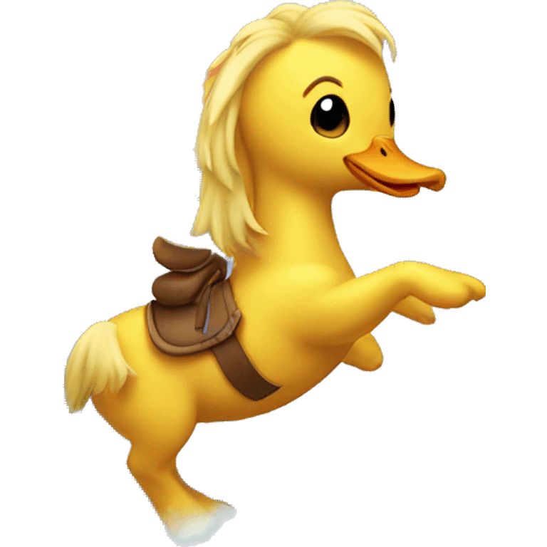 Duckling riding a rainbow horse  emoji