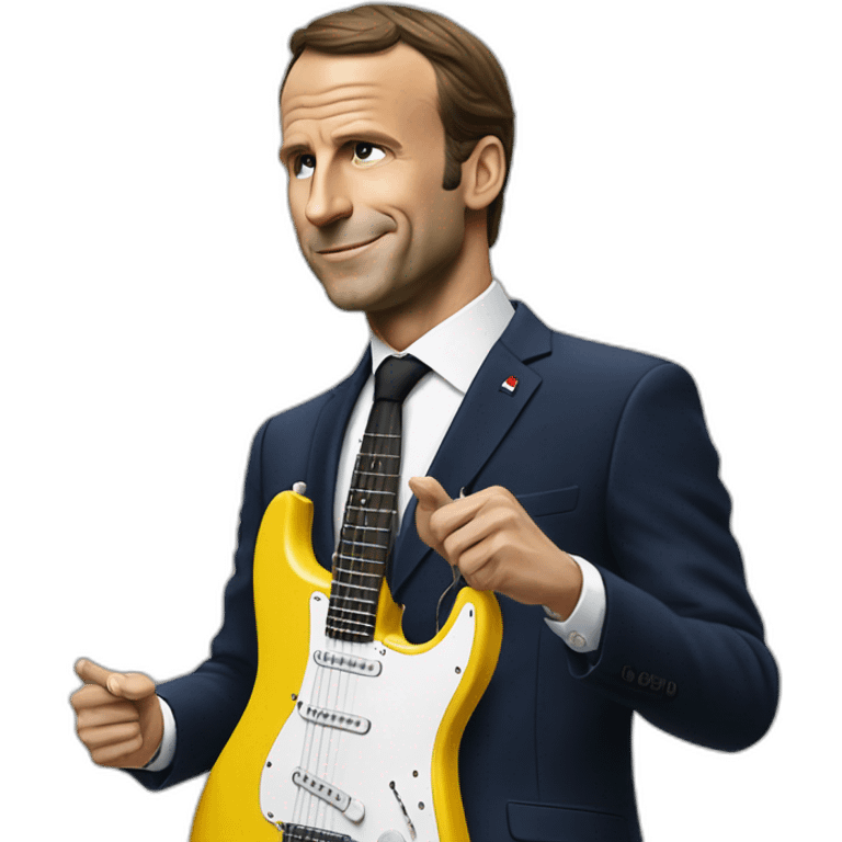 macron qui joue de la guitare électrique emoji