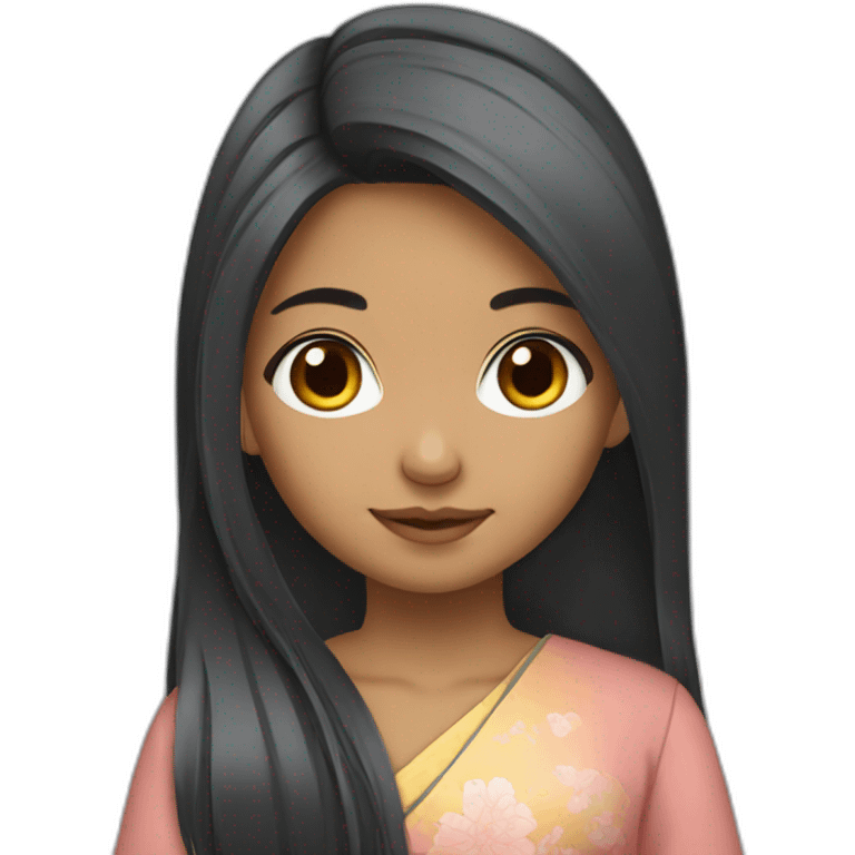 Japanese indian girl long hair emoji