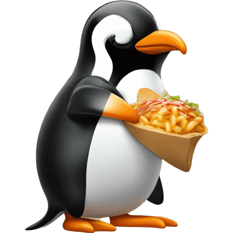 Penguin eating texas roadhouse  emoji