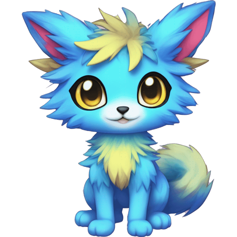 Anthro Fluffy Cool Cute Magical Elemental Shiny Colorful Neon Vibrant Colors Sparkle Kemono-style Chibi Fantasy-Animal-Fakémon-Pokémon-Hybrid Fur Sona Aesthetic Full Body emoji