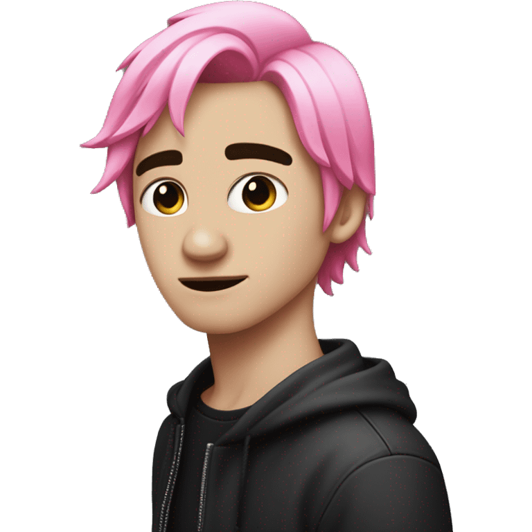 A guy with split toned hair like little peep make one side of his hair black and the other side pink, also make him emo emoji