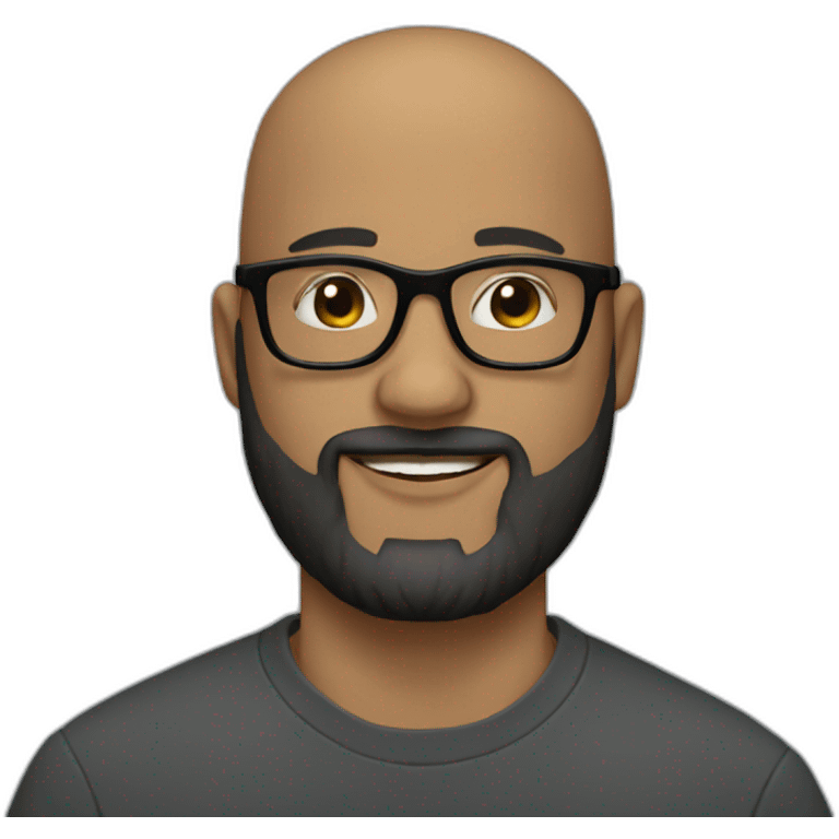 30 years old bald man with a beard and squared black glasses emoji