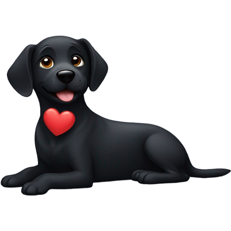 Black dog in love emoji