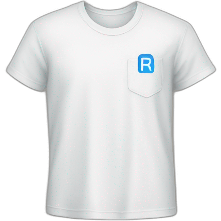 white tshirt with blue letter r on breast pocket emoji