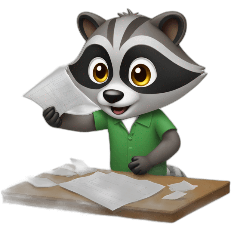 racoon sorting documents emoji