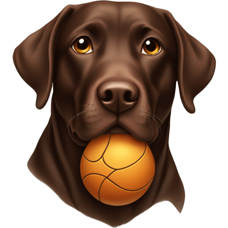 Chocolate lab with ball emoji