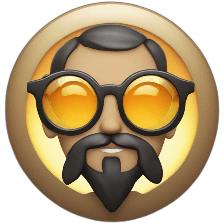 a shining sun with a dark beard and circular glasses emoji