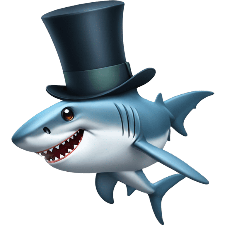 Shark with a top hat emoji