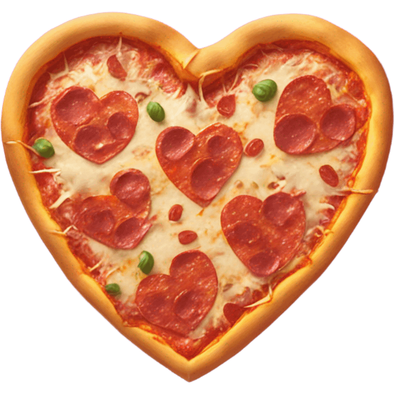 Realistic heart shaped pizza sitting flat in a hot pink open pizza box. emoji