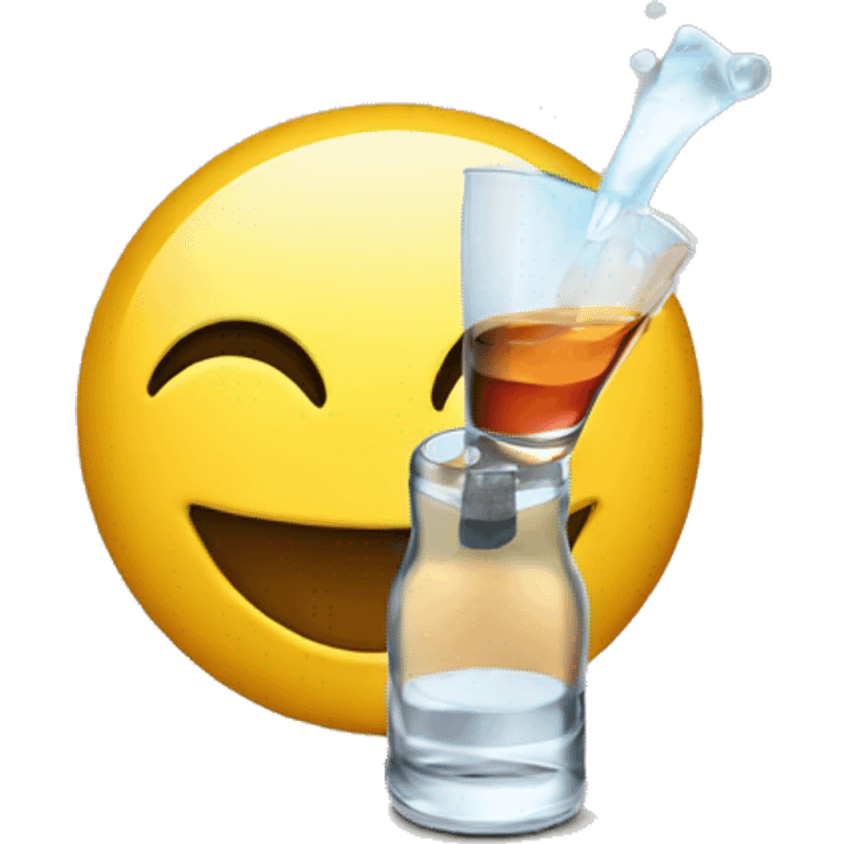 Smiley face taking a shot of alcohol emoji