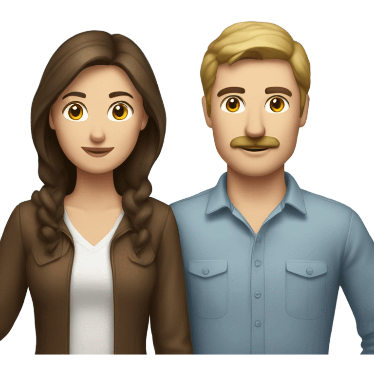 caucasian brunette couple moustache  emoji