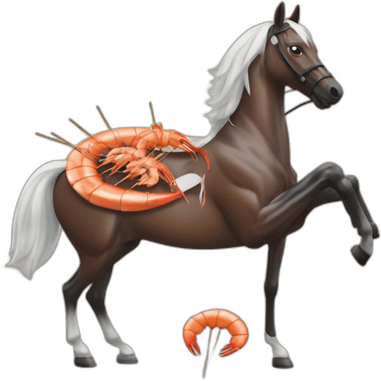 Race horse grilling shrimp skewers emoji