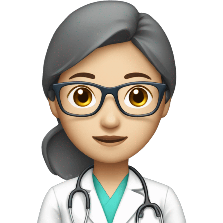  Chinese female doctor in scrub hat, glasses and stethoscope emoji