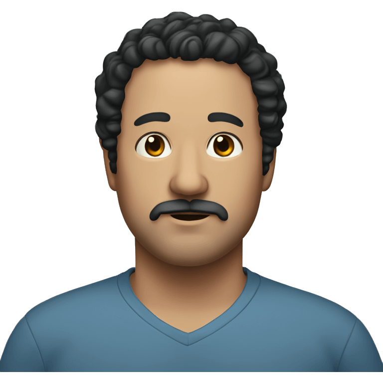 A slightly overweight middle-aged man with a minimal black beard and black curly hair. emoji