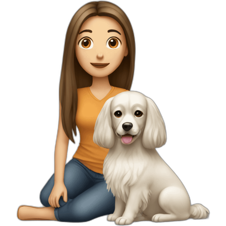 Woman-long-hair-with-your-dog emoji