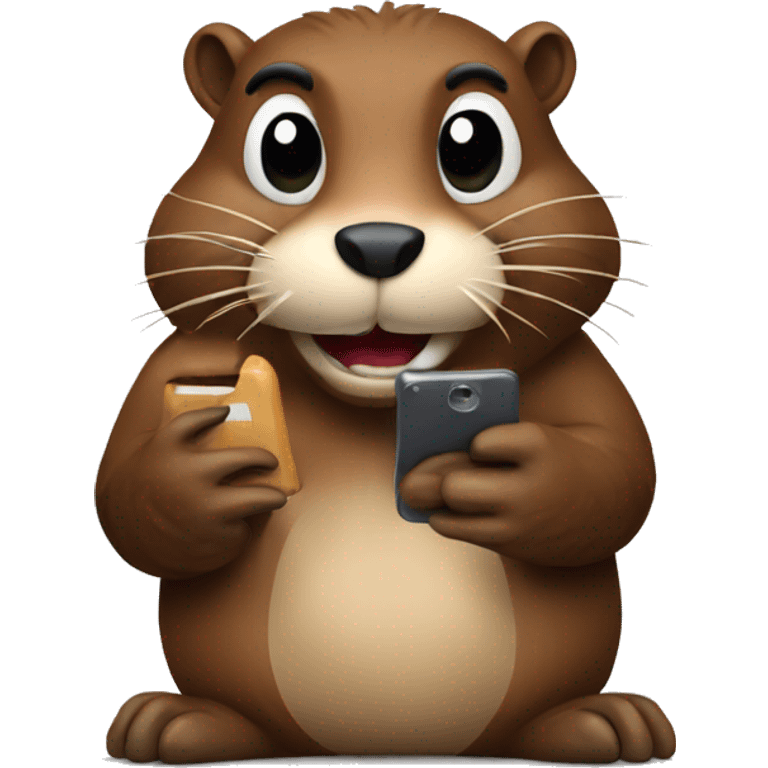 beaver holding a cell phone emoji