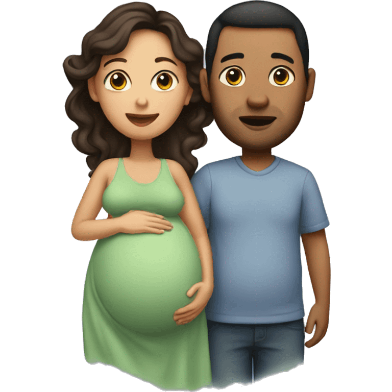 A pregnant woman with her husband  emoji