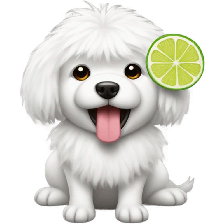 White fluffy dog with a margarita  emoji