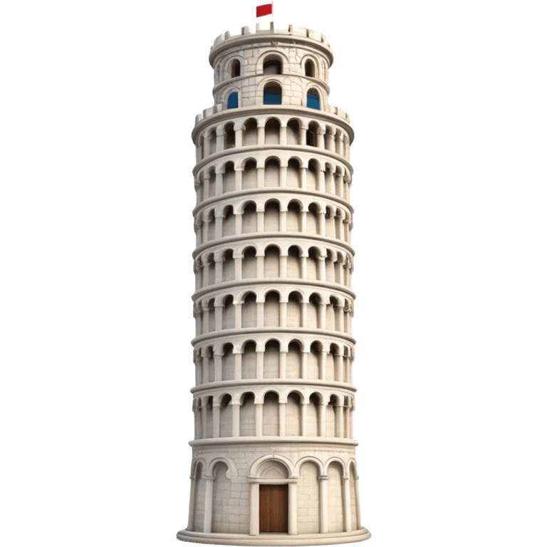 Cinematic Realistic Leaning Tower of Pisa Landmark Emoji, showcasing the iconic medieval tower with intricate stonework rendered with dynamic lighting and detailed textures. emoji