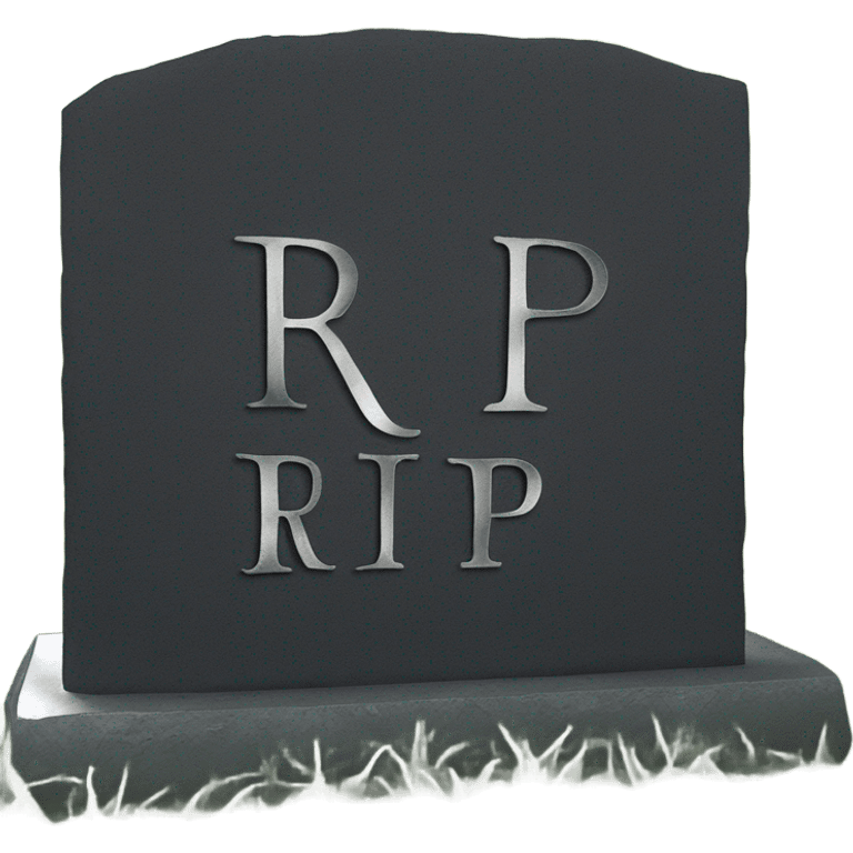 a black grave with the letters RIP on a silver  emoji