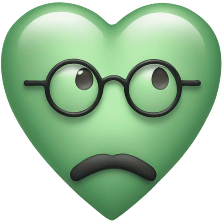 Sage green heart face with monocle emoji