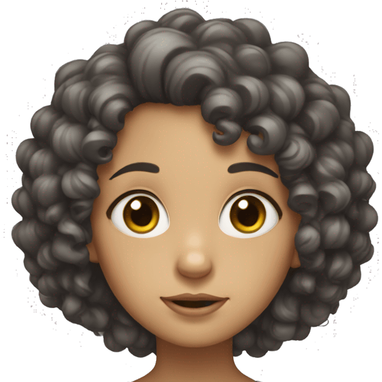 A girl with curly hair and big eyes emoji