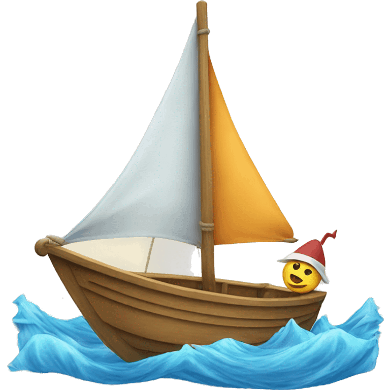 A fish sailing a sail boat emoji