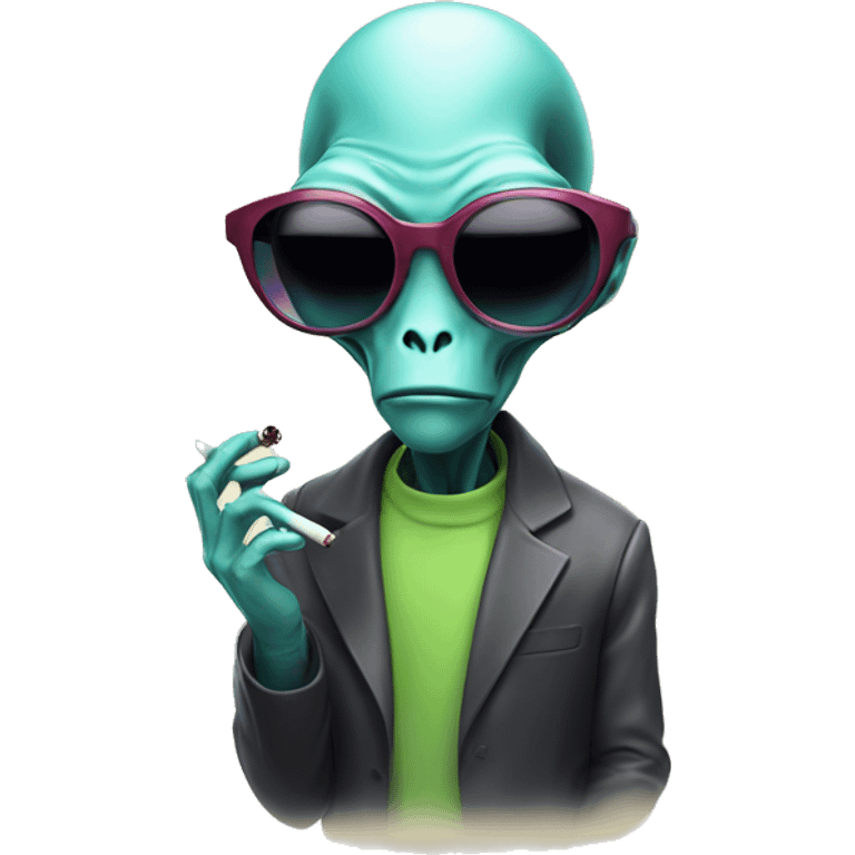 Smoking alien with sunglasses  emoji