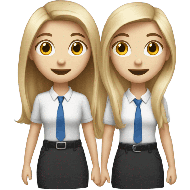 Three girl friends fair, same height, going to office emoji