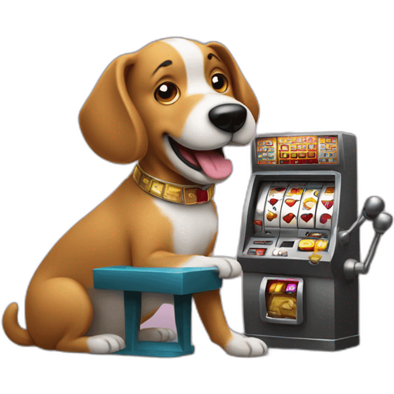 A dog playing a slot machine winning a million dollars  emoji