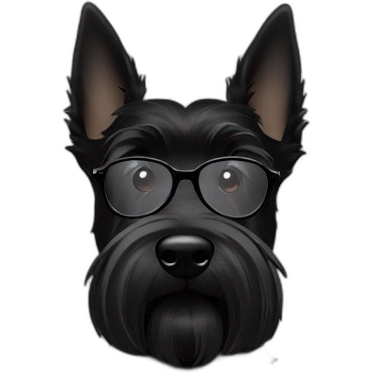 black Scottish terrier glasses black emoji