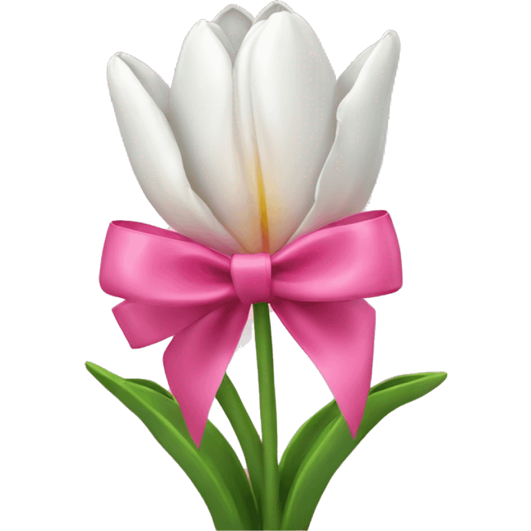 Pink tulips with a bow emoji