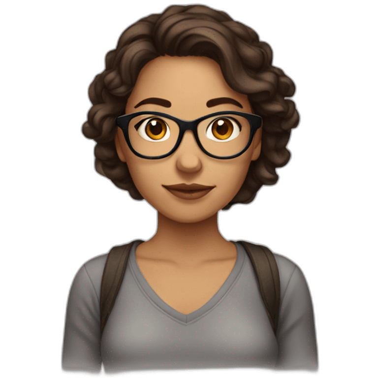 27 year old woman with glasses brown hair and latin emoji